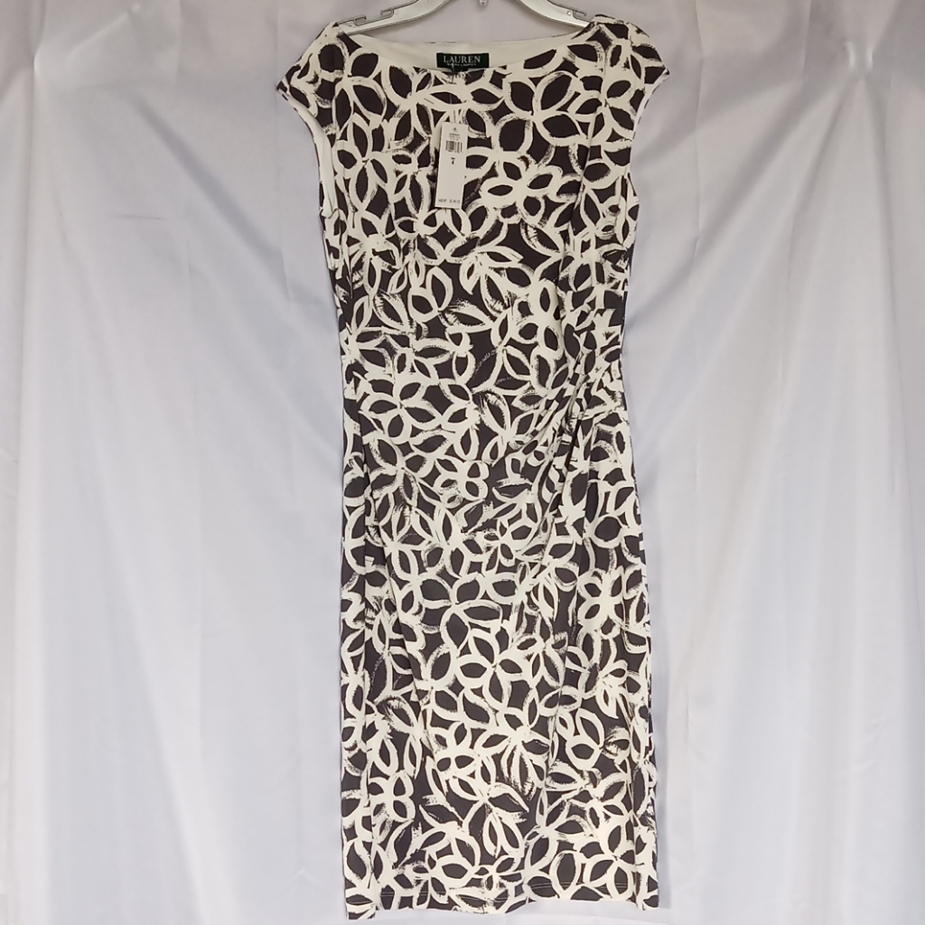 Ralph Lauren Slate Cream Geometric Sheath Dress